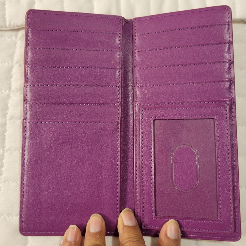 Baekgaard Card Keeper Wallet Solid Red Plum Purple Colorblock Cute Vera Bradley - Picture 8 of 8
